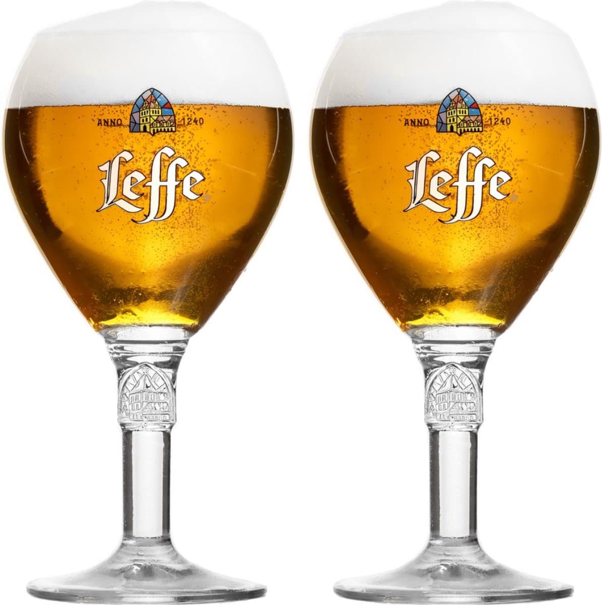 Leffe Bierglazen - 330 ml - Set van 2 - Originele kelkglazen voor abdijbier - Perfect voor Leffe Blond of Bruin - Vaatwasserbestendig - Glas - Hoogte 150 mm, Diameter 90 mm - Bierglazen - Glaswerk