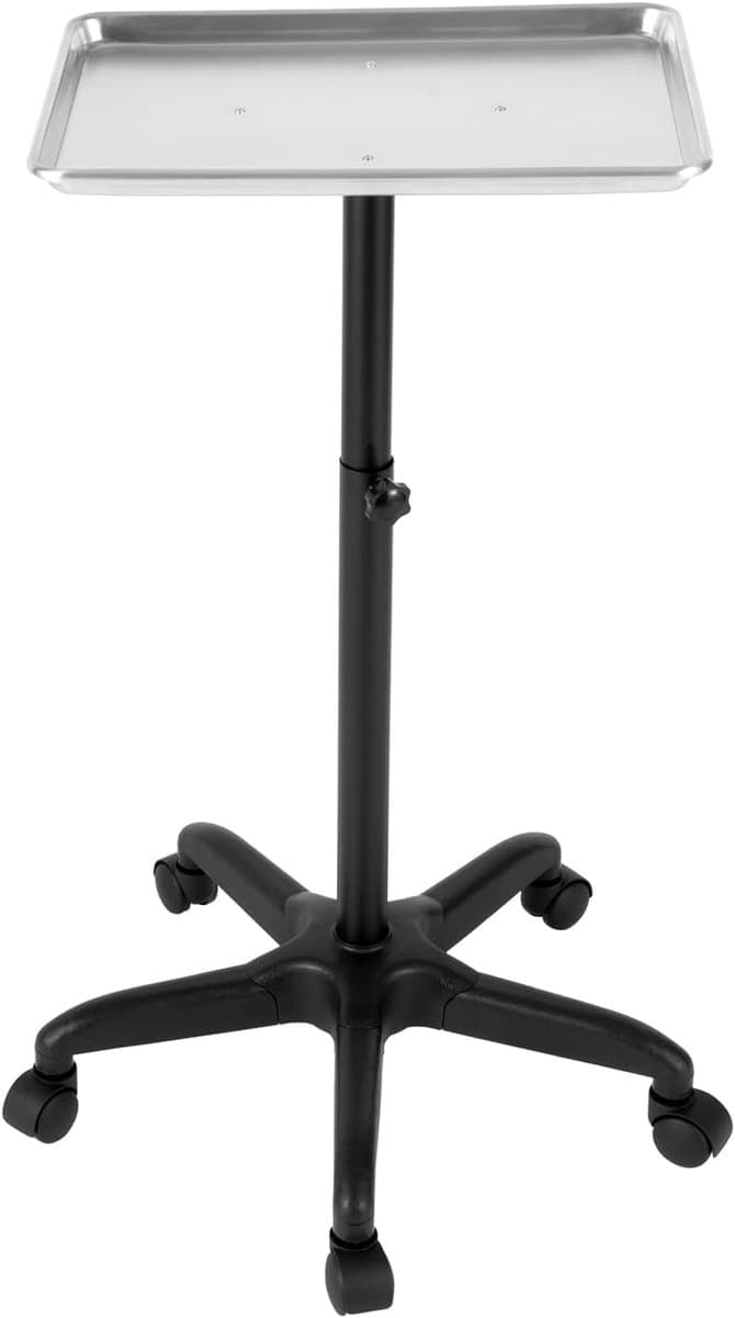 Kapperwagen - Cosmeticawagen Werkwagen - Haarverf Materialen - In Hoogte Verstelbaar - 45x33 cm Tablet - Zilver