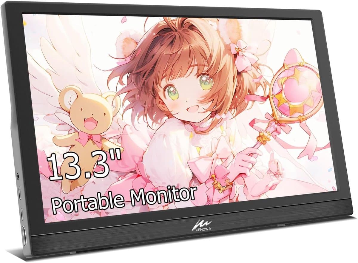 Kenowa 13,3 inch USB-C draagbare FHD 1366 x 768 scherm LCD externe monitor Type-C/HDMI aansluiting voor PS3, PS4, Mac, Raspberry Pi B, Computer, Laptop