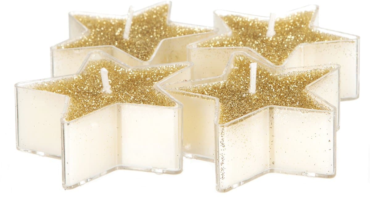 JJA - 4 gouden glitter sterkaarsen 6 cm