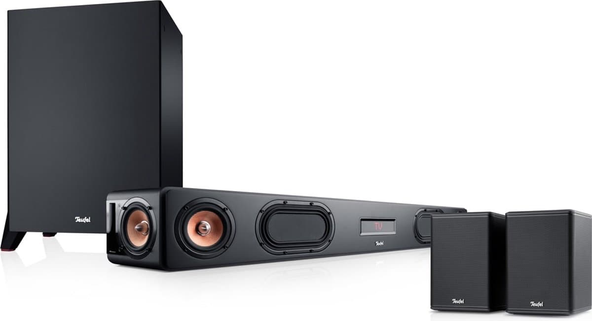 Teufel CINEBAR ULTIMA Surround Power Edition 4.1-Set - Soundbar met 6 high performance drivers - Draadloze subwoofer en rearspeakers - zwart