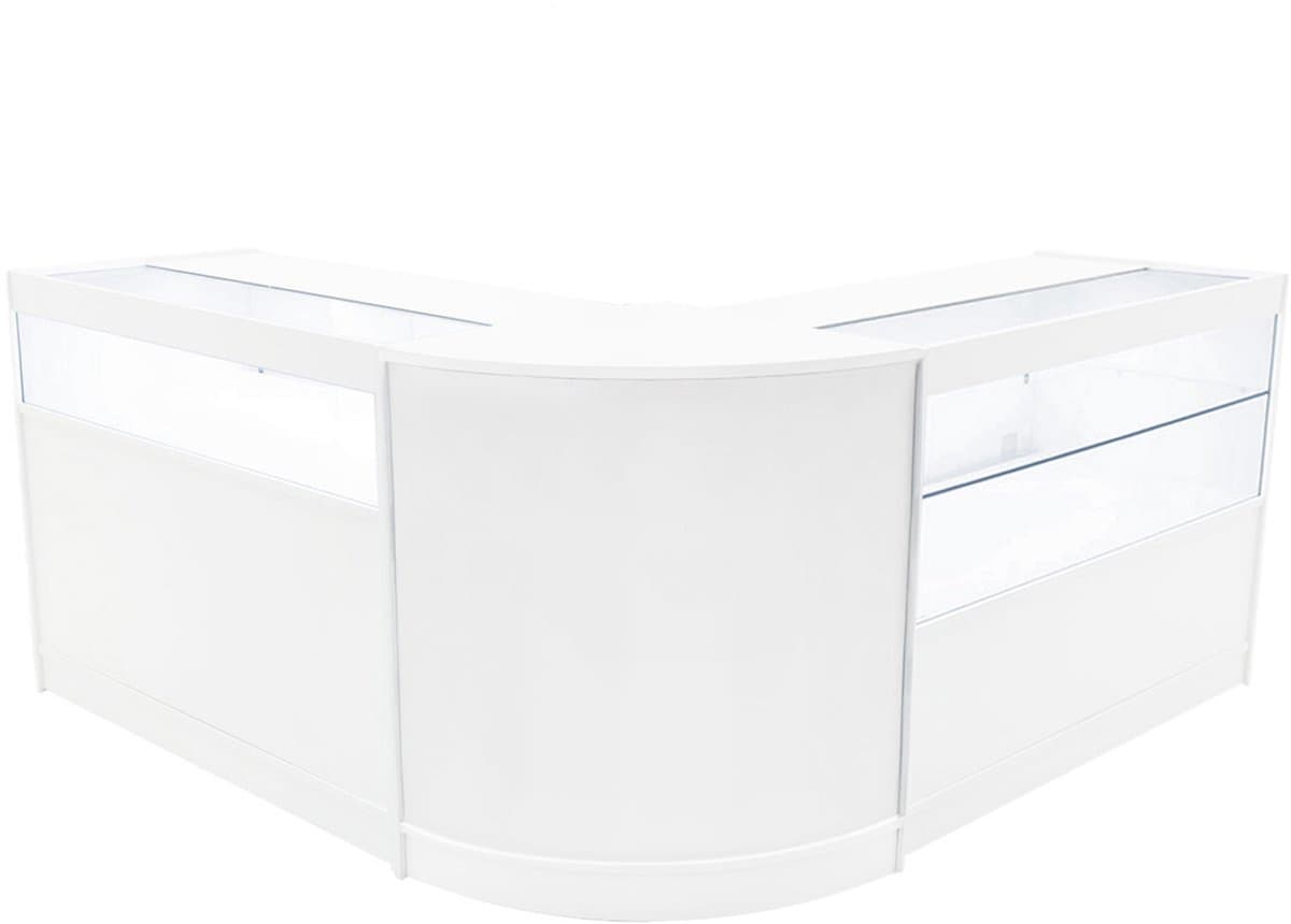 Wit Winkel Toonbank Set Adonis LED B1200 C1200 CM60 Afsluitbaar Vitrinekast