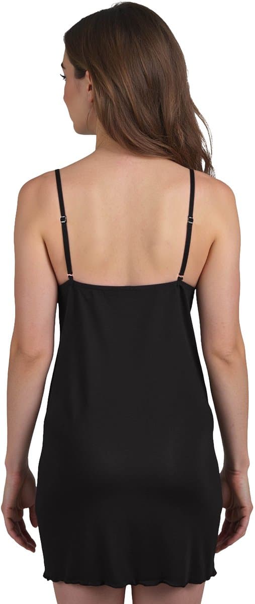 Vivisence dames nachthemd viscose kant strik sierbandjes figuur-knuffelend 2040, zwart,M