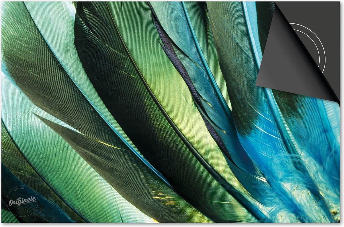 Inductie beschermer 60x60 - afdekplaat inductie mat - Dietrix Kookplaat beschermer - DELUXE - Jungle - Veren