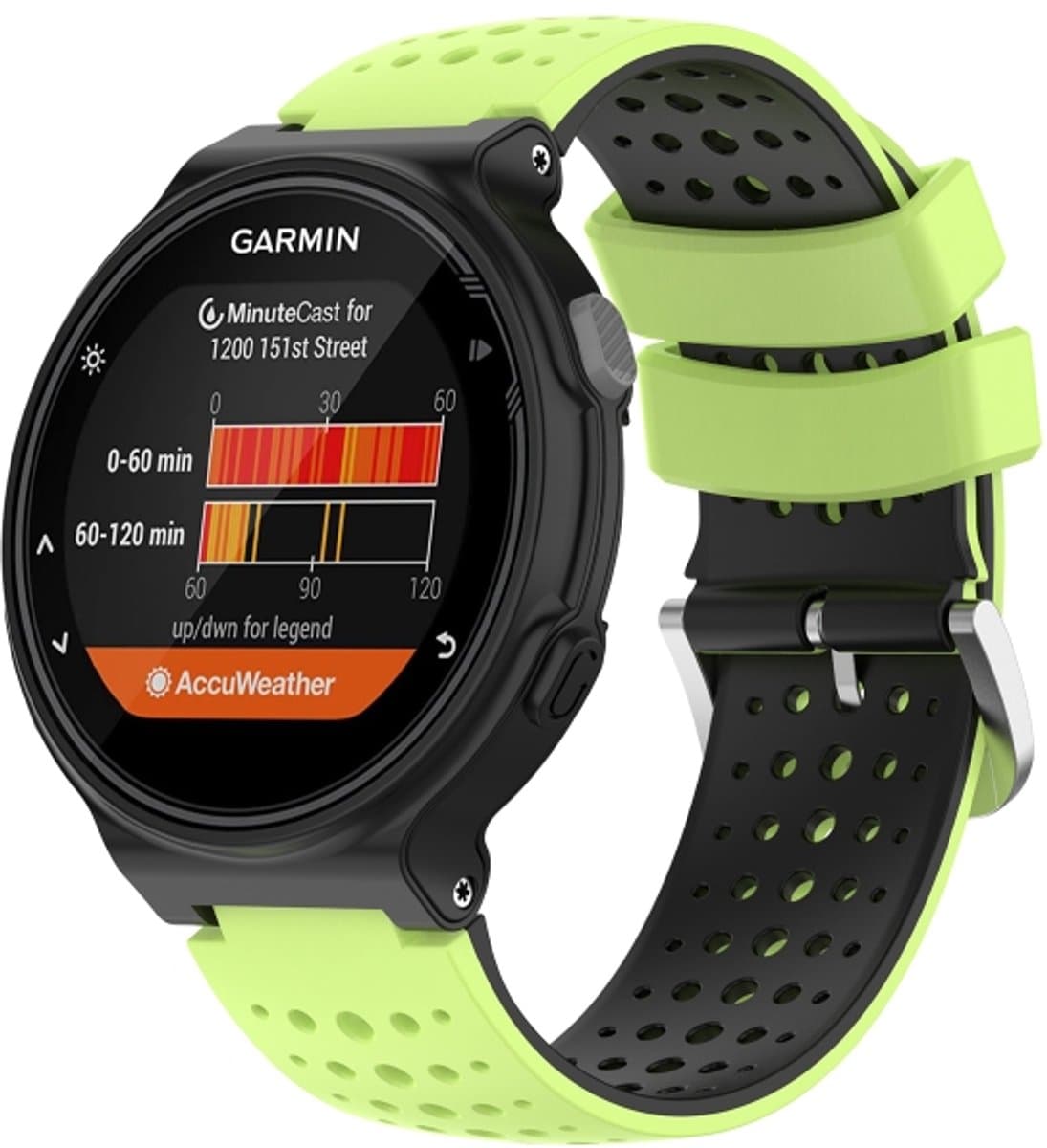 Voor Garmin Forerunner 220 Silicone Sports Two-Color Watch Band (Lime+Black)