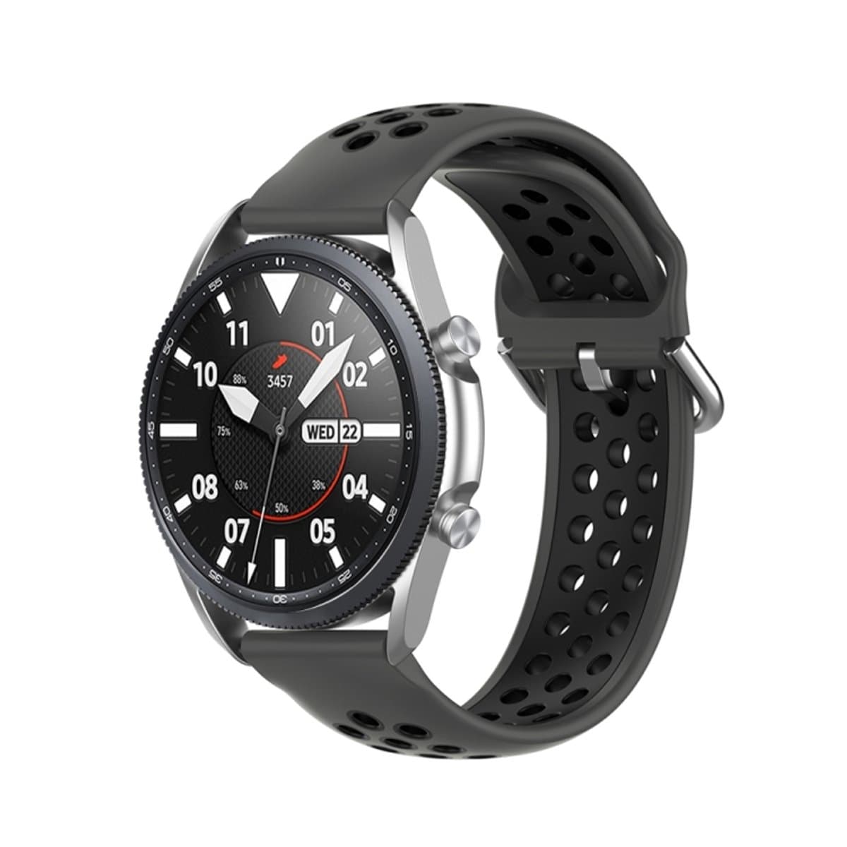 Voor Galaxy Watch 3 45 mm siliconen sportband in effen kleur, maat: gratis maat 22 mm (grijs)