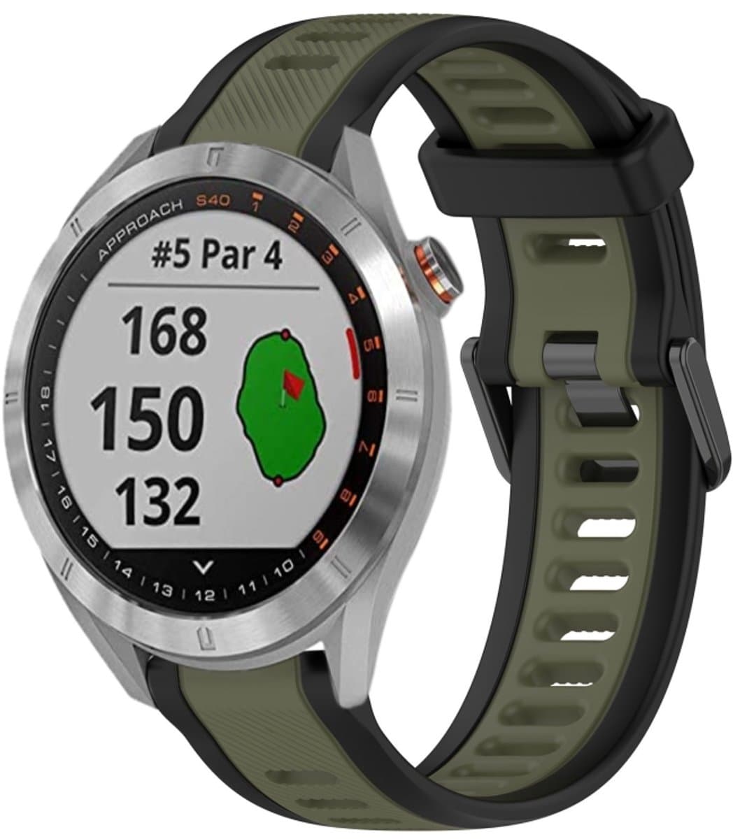 Voor Garmin Approach S40 20 mm tweekleurige siliconen horlogeband met textuur (groen + zwart)