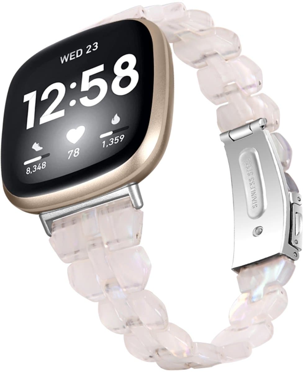 Voor Fitbit Versa 3 / Sense Universal Rhombus Resin Watch Band (Shell White)
