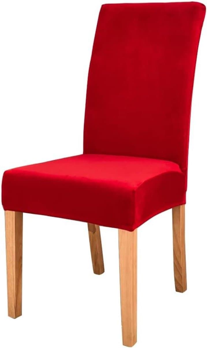 Stoelhoezen Eetkamer - Stoelovertrekken Banket - Eetkamer Decoratie - Rekbaar Fluweel - 36-48 cm Zitting - Rood