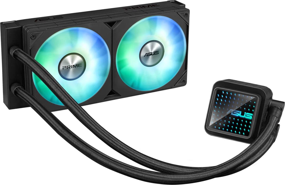 Asus PRIME LC 240 ARGB - Vloeistof-koelsysteem processor afmeting radiator 240mm - voor Intel LGA 1700, 1200, 115x - AMD AM5, AM4 - 2 x PRIME LC 24025 Integrated Fan - Aura Sync - aluminium - zwart