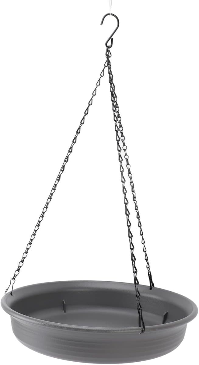 Hanging Bird Feeder met Haak - Metalen Ketting - Plastic Bad - Voederkom - Ronde Tray - Voeders voor Buiten - Parasolvormige Wilde Bad - Hummingbird Buiten