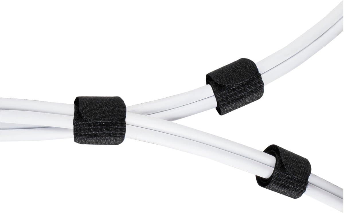 DELTACO CM03S, Kabelbinder set, klittenband, Zwart 10-pak