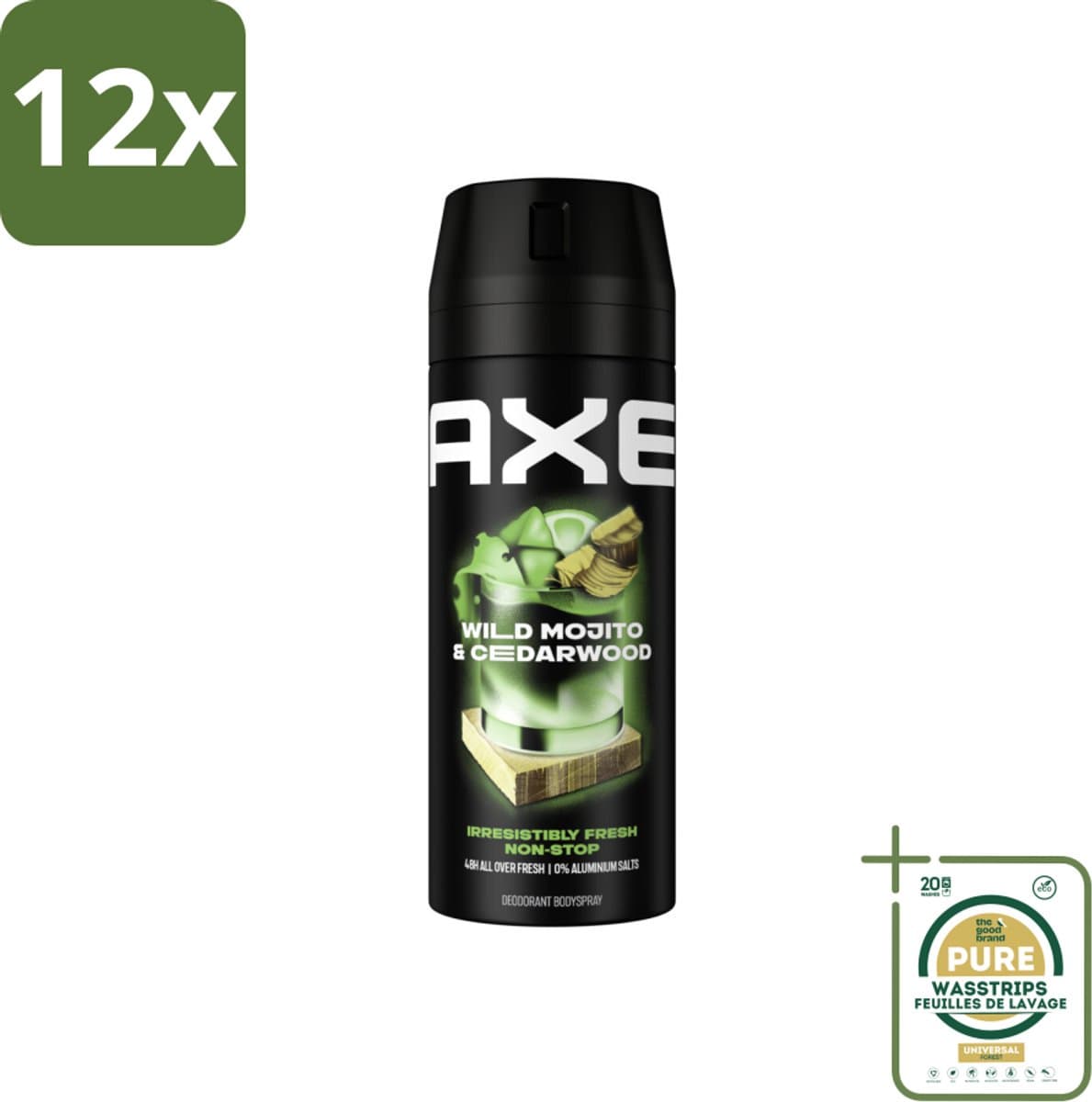 Axe Deodorant Bodyspray Green Mojito + Cedarwood 150 ml - Voordeelverpakking - 12 stuks - Axe - Green Mojito