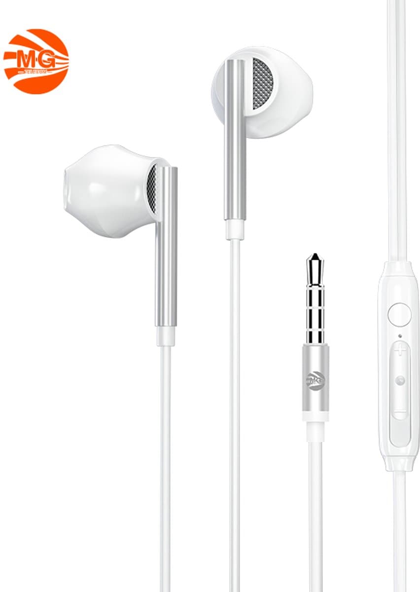 MG - Oortjes - Earphones - 3,5 Jack aansluiting - Hoge Geluid Kwaliteit - Wit HF171
