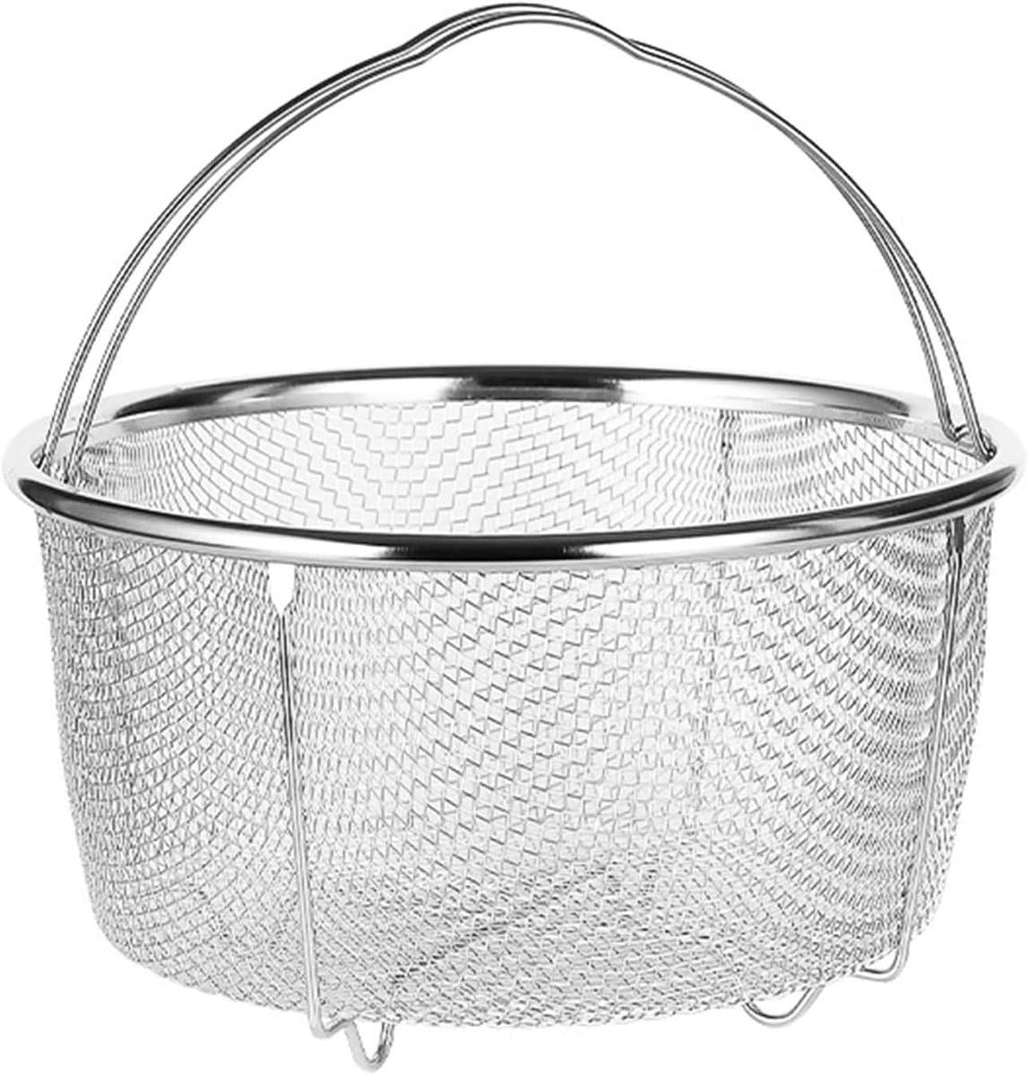 Cosensi - Stoommand Roestvrijstalen Mesh met Handgrepen & Voeten - Plantaardige Stoomboot Insert, Eiermand, Pasta Zeef, Zilver (20CM) - Koken, Stomen, Keukenaccessoire