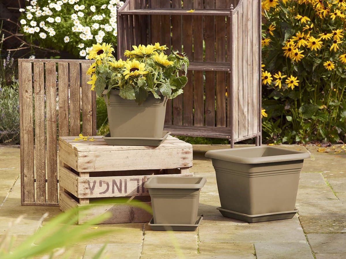 Vierkante Plantenpot - Antraciet Grijs - 23 x 23 cm - 7 Liter - UV- en Vorstbestendig - Plantenbak met Bodemgaten