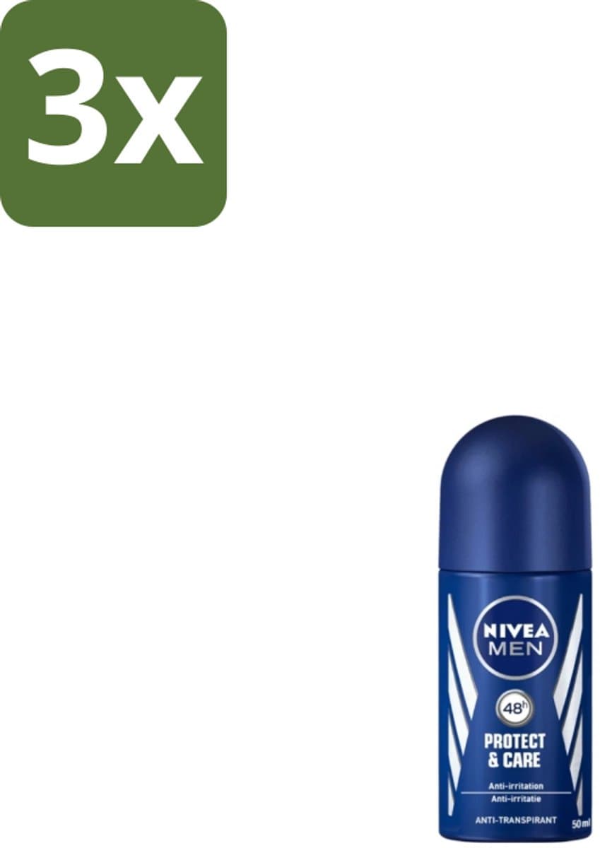 Nivea - Men - Deodorant - Roller - Protect & Care - 50 ml - Bulkverpakking - 3 stuks