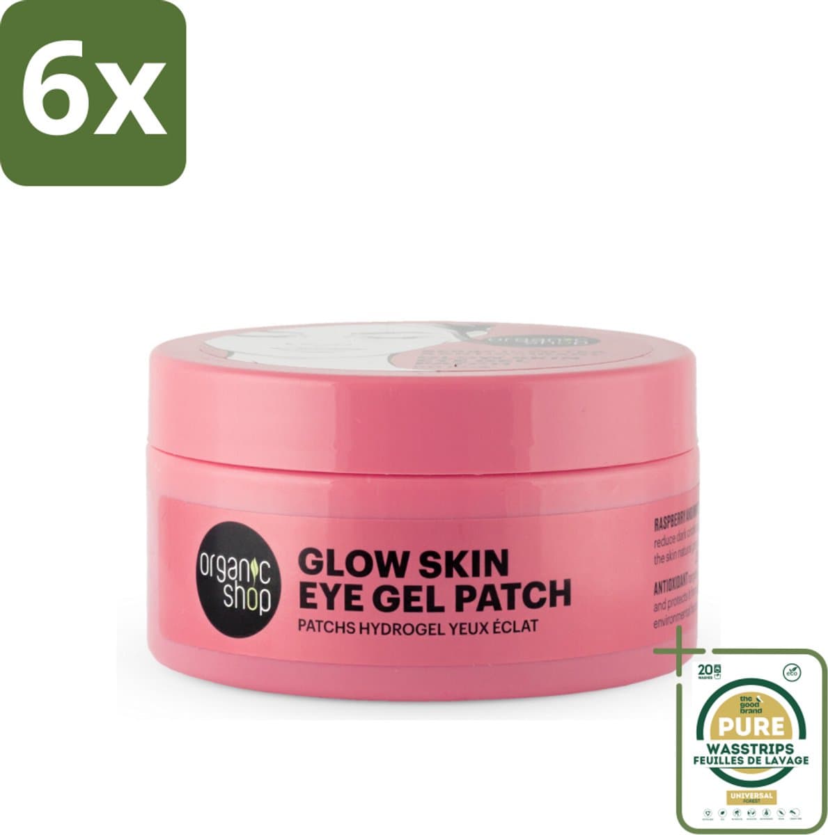 Organic Shop - Eye Gel Patch Berry Iced Tea & Antioxidant - Kalmerend en Hydraterend - 60 Patches - Voordeelverpakking - 6 stuks - Anti-rimpel - Vermoeide ogen