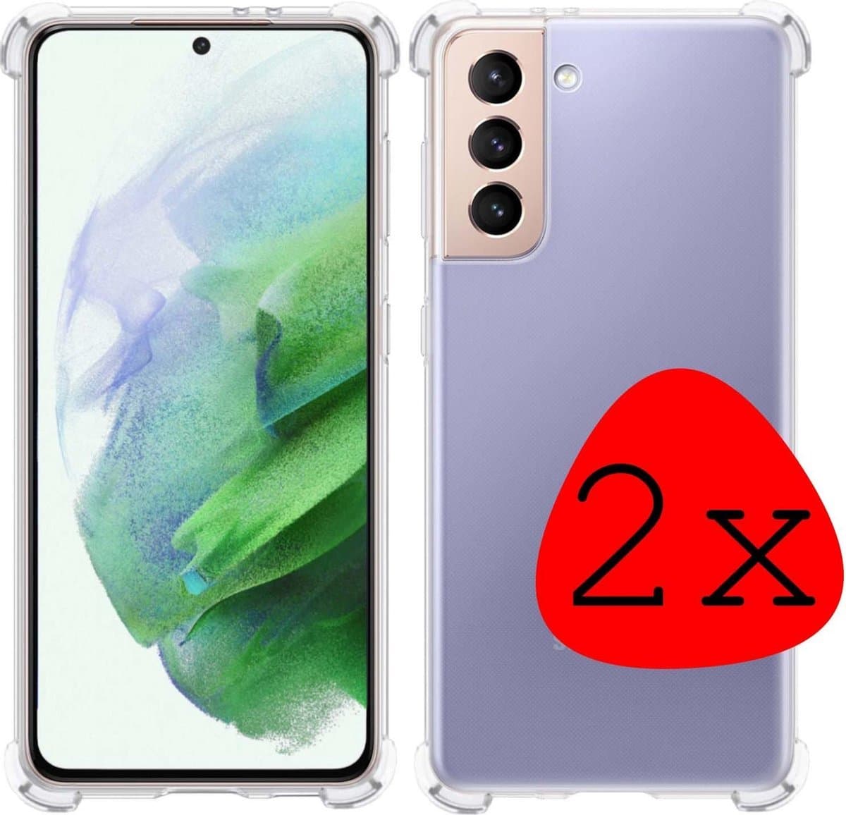 Hoesje 2 Stuks - Geschikt voor Samsung Galaxy S21 Plus - Sterk & Shockproof - Siliconen Case - Back Cover - Telefoon Hoes Shock Proof - Transparant