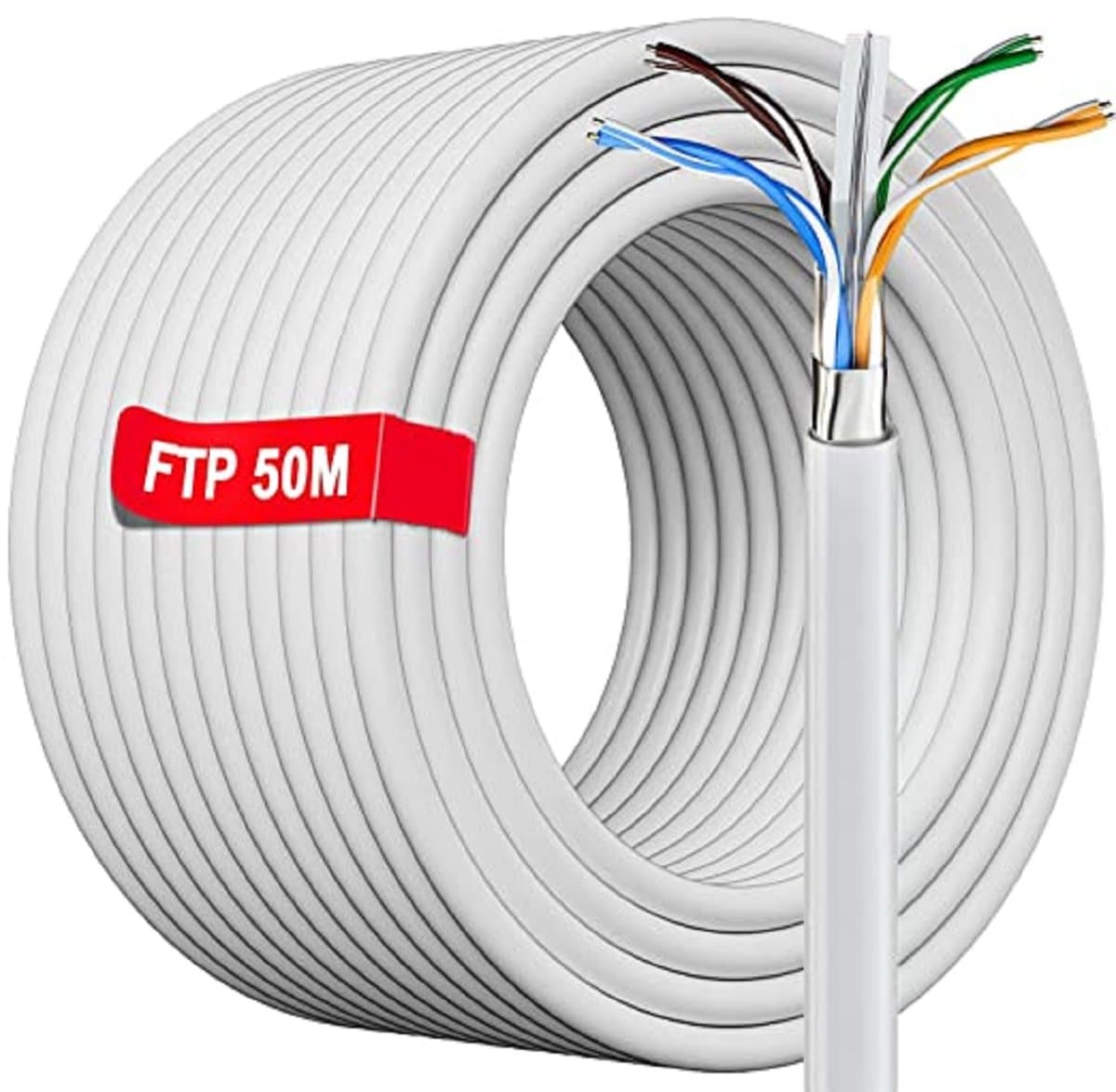 Netwerkkabel 50 meter CAT6 FTP - Afgeschermde Ethernet Kabel voor Gigabit Internet en LAN