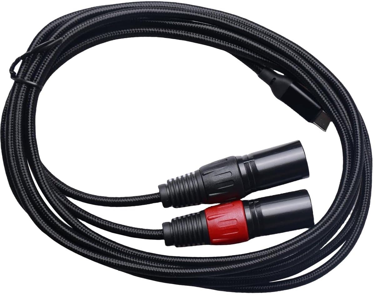 2 meter USB-C naar dual XLR-kabel - type C naar dubbele XLR-uitgang voor audio