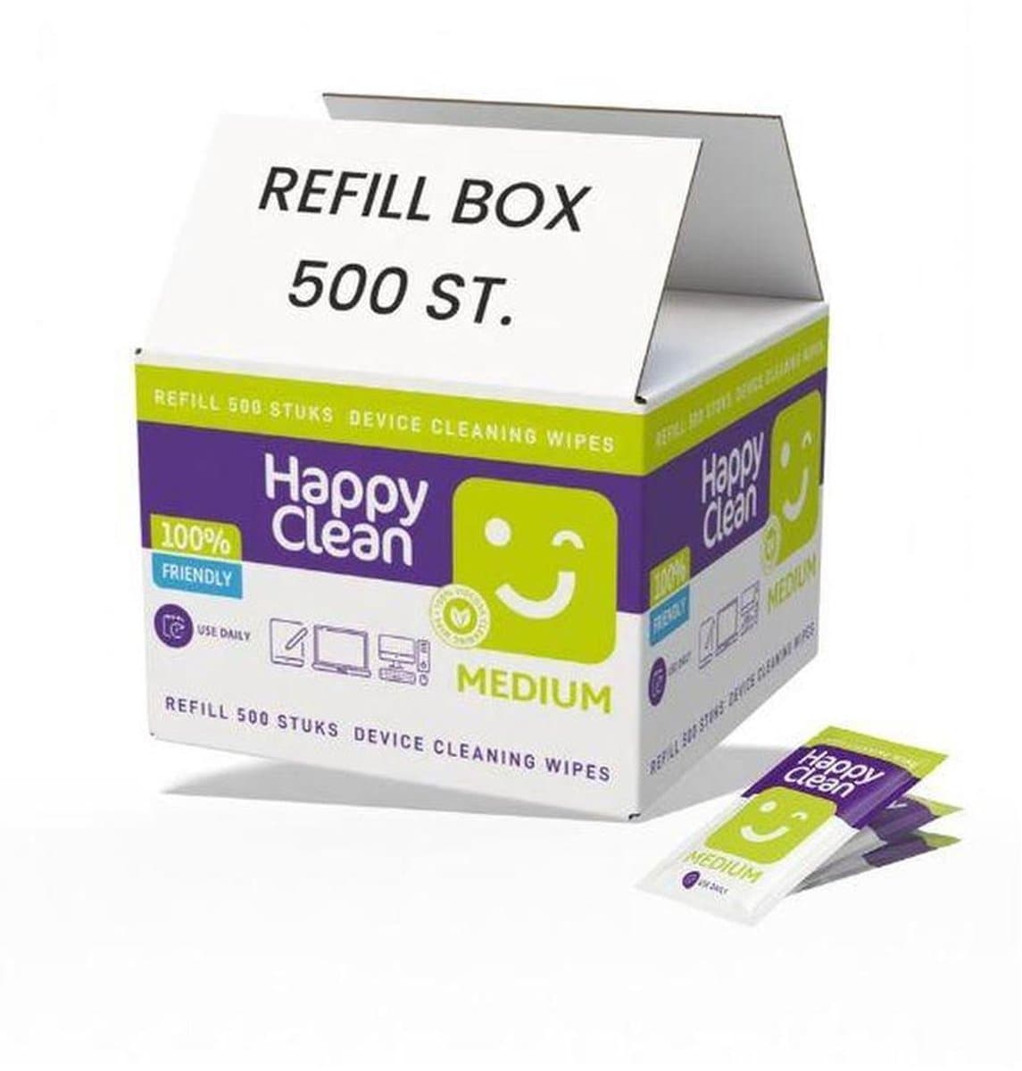 Happy Clean Reinigingsdoekjes - Navul 500 Stuks - Voor Laptop, Computerscherm en Toetsenbord