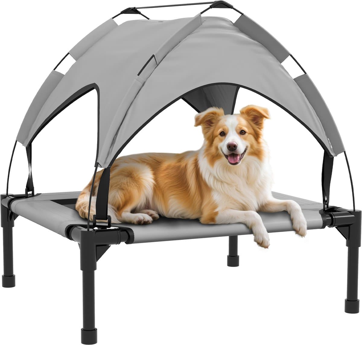 PawHut Verhoogd Hondenbed - Oxford - 76 x 61 x 69,5 cm - Lichtgrijs
