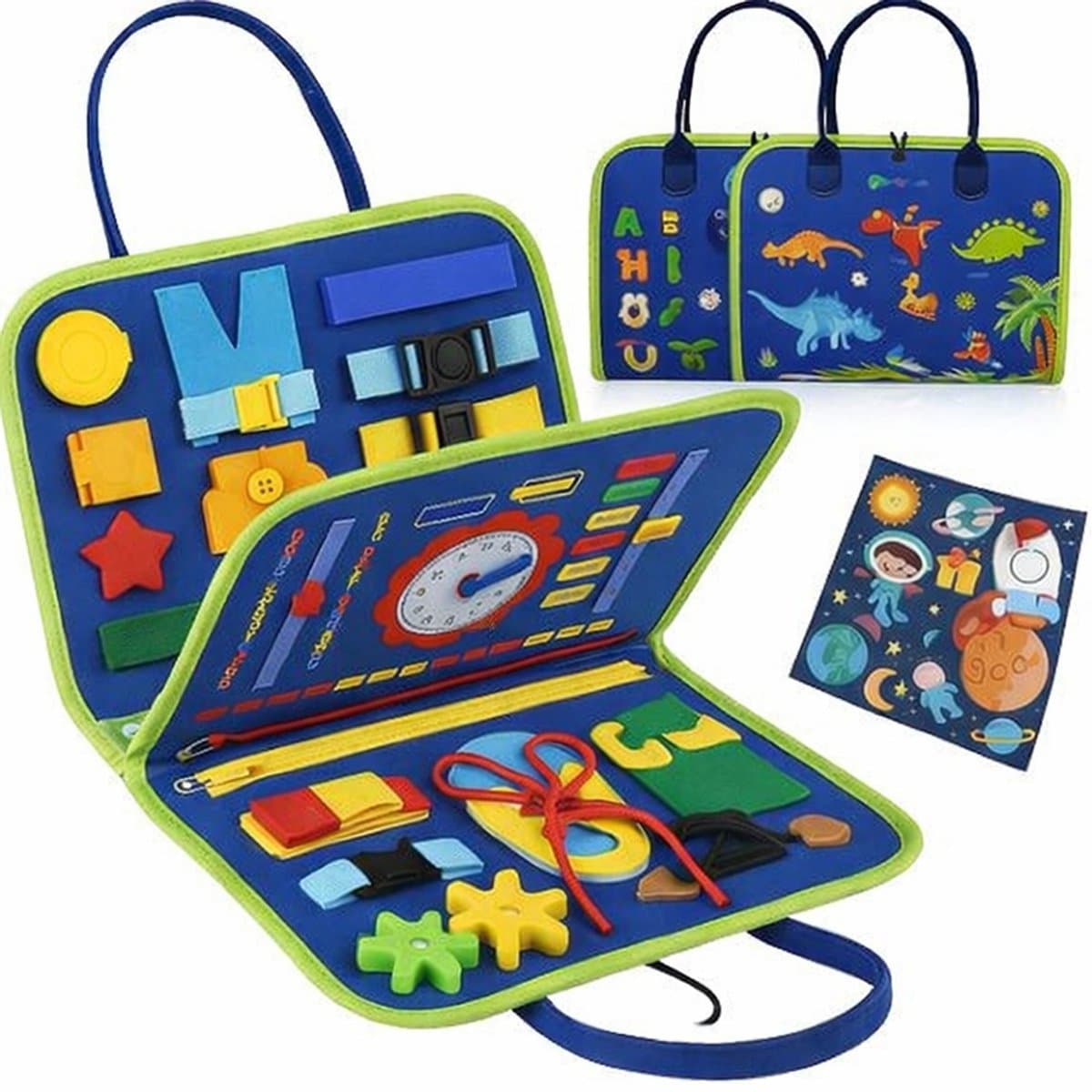 Montessori Busy Board Blauw – Activiteitenboek voor Peuters – Educatief Speelgoed - Motoriek Speelgoed - Leeftijd 1-3 Jaar - Motoriek Ontwikkeling