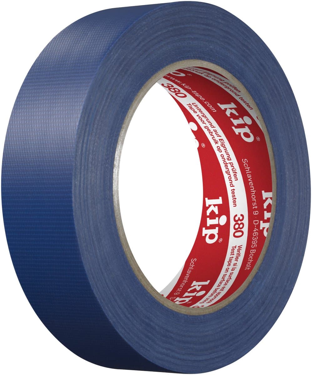 Kip 380 - Fijne lijn Weefsel Duct Tape - Blauw 30 mm x 50 m - Zeer dunne Fineline textieltape voor stuc- en pleisterwerk binnen en buiten - 70 Mesh polyesterweefsel met PE-coating en acrylaatlijm - UV-filter en temperatuurbestendig tot 60°C