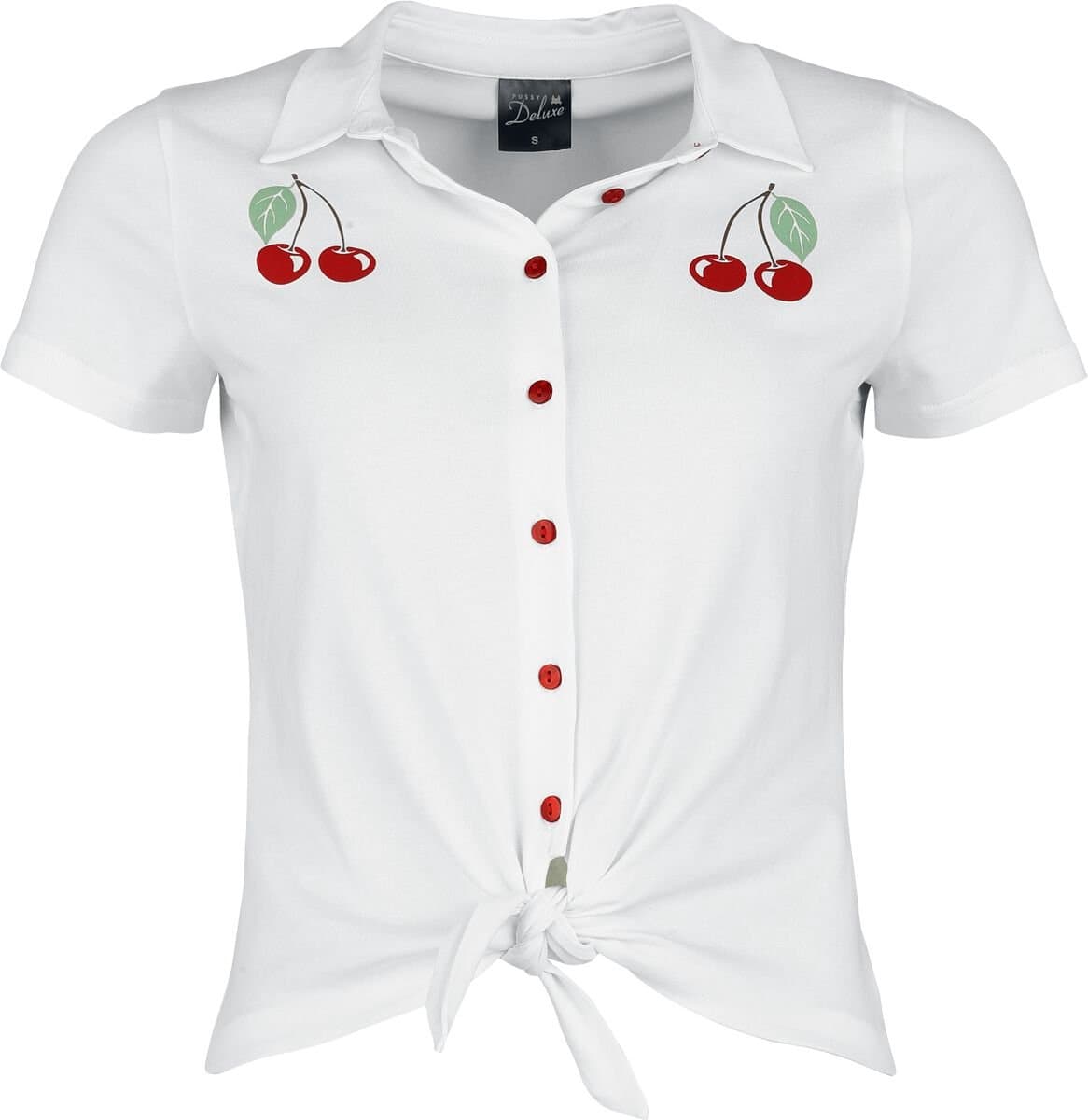 Pussy Deluxe Cherry Binding Blouse Dames Blouse - wit - L