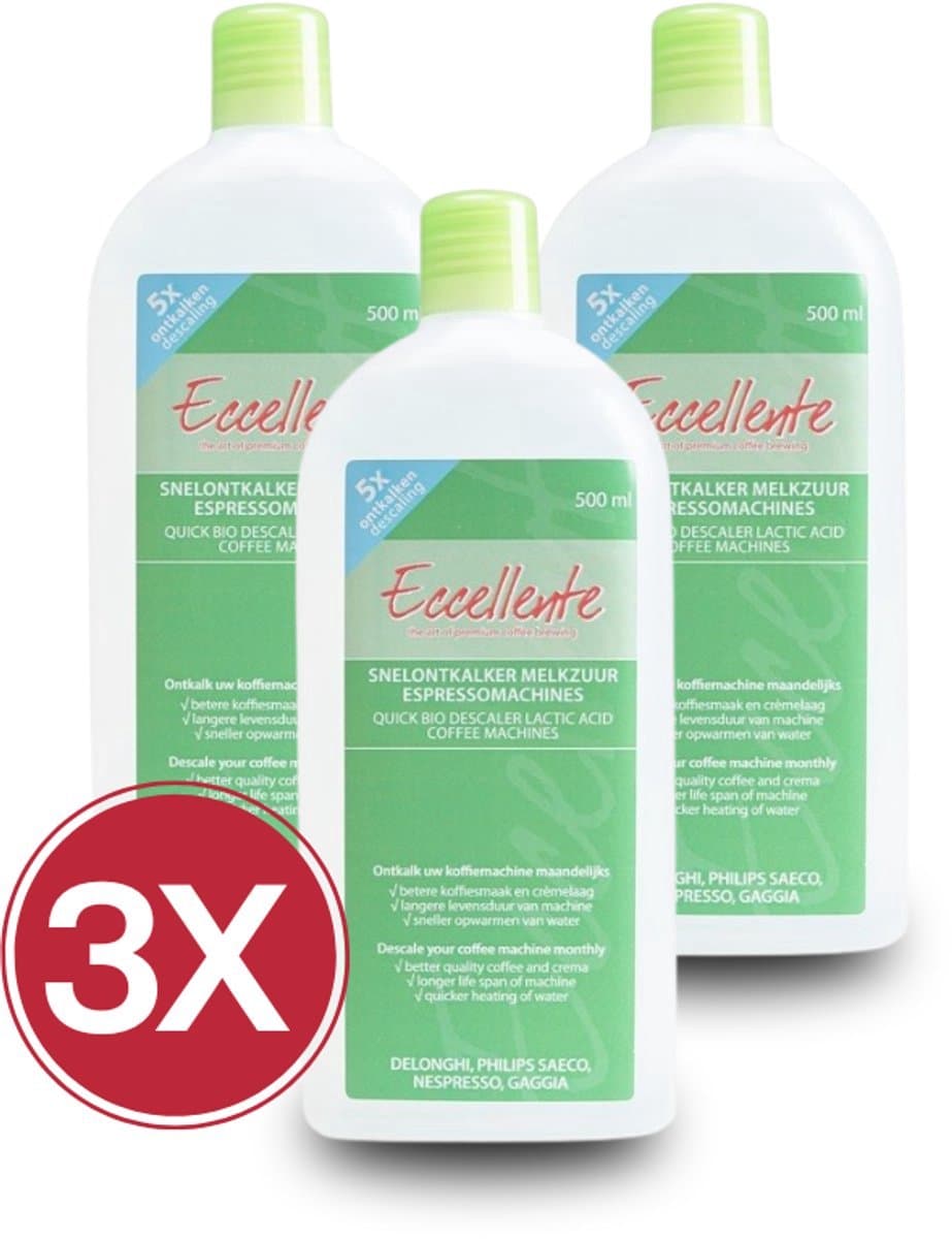3x Eccellente Ontkalker voor Nivona – 1500 ml (15 ontkalkingen) – op basis van melkzuur – alternatief voor NIRK703