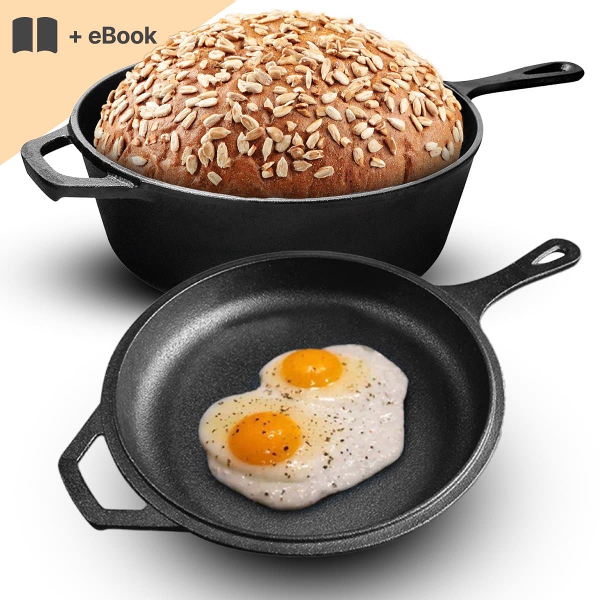 BALORS® Broodbakbol - Gietijzeren Braadpan - PFAS Vrij - Incl E-Book - Broodpan & Broodbakpan - Dutch oven - Brood Bakken - Sudderpan & Stoofpan - Pan geschikt voor in de Oven - Broodbakblik