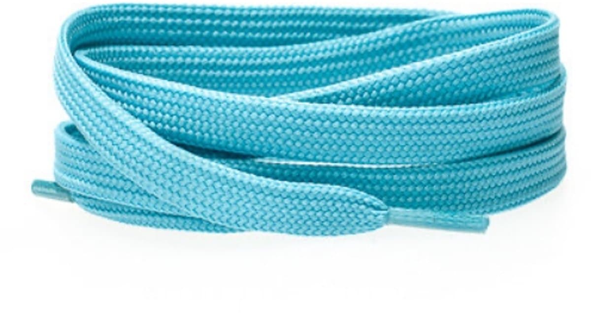Platte schoenveters 8mm polyester Aqua 90cm