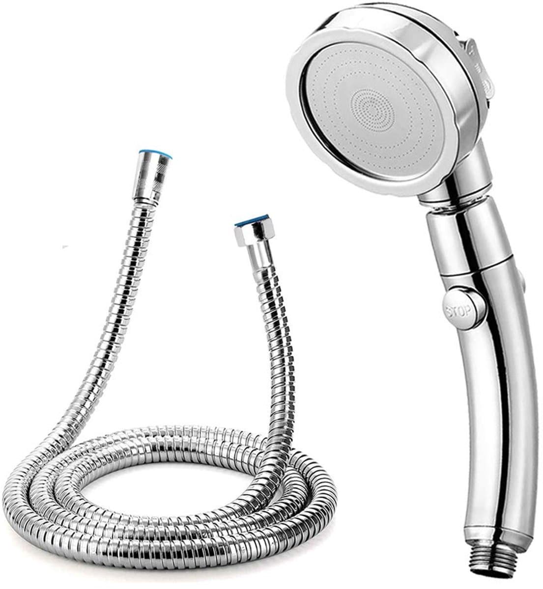 Ibenzoa® Moderne 3-traps afneembare douchekop met 140 cm slang, waterbesparende hogedruk, 360 graden draaibare handdouche met aan-uit schakelaar en 3 spuitmodi, chroomafwerking