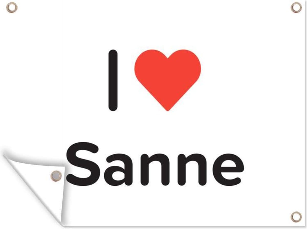 Muurdecoratie buiten I love - Sanne - Meisje - 160x120 cm - Tuindoek