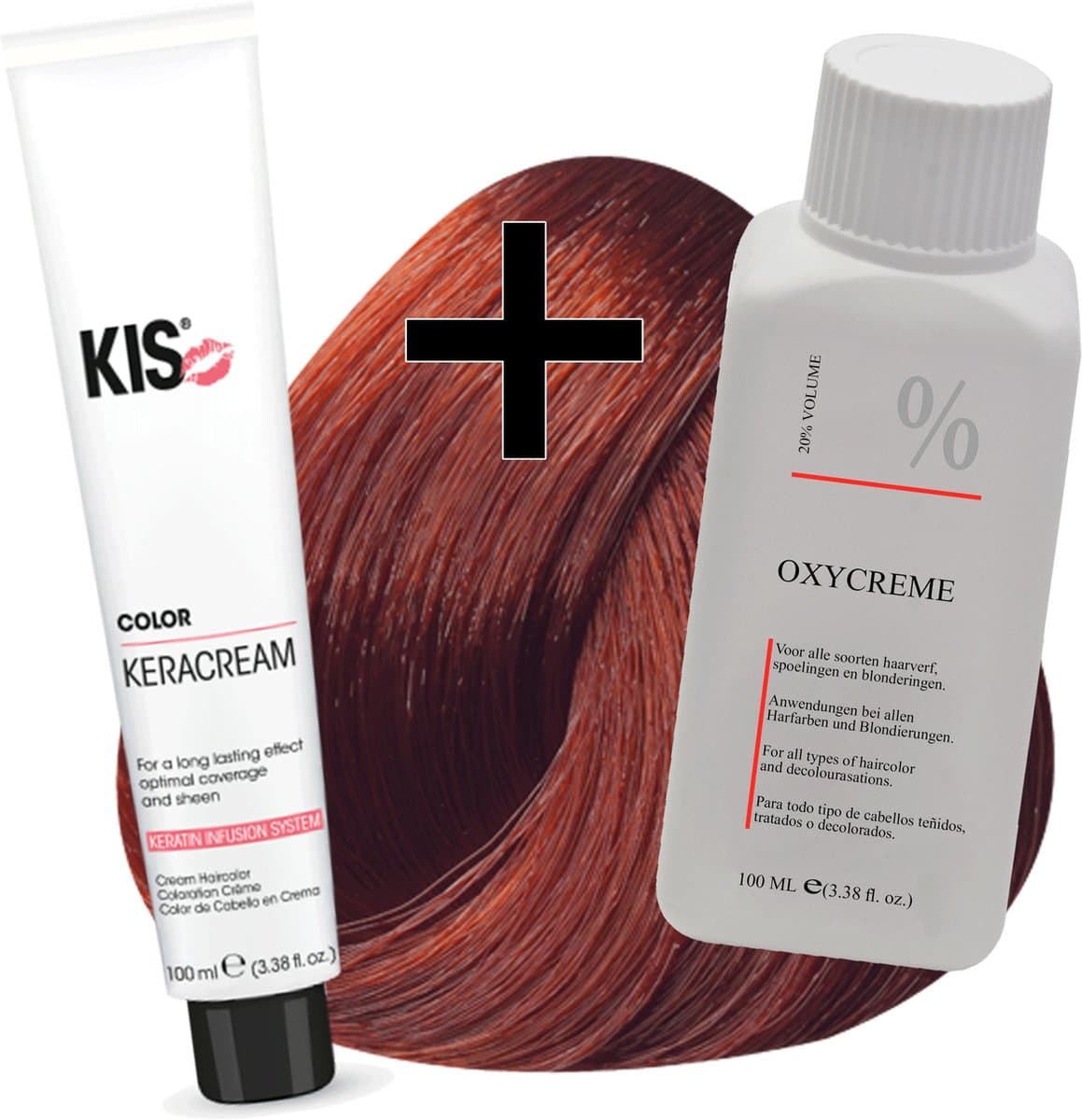 KIS haarverfset - 7RK Middel rood koper blond  - haarverf & waterstofperoxide