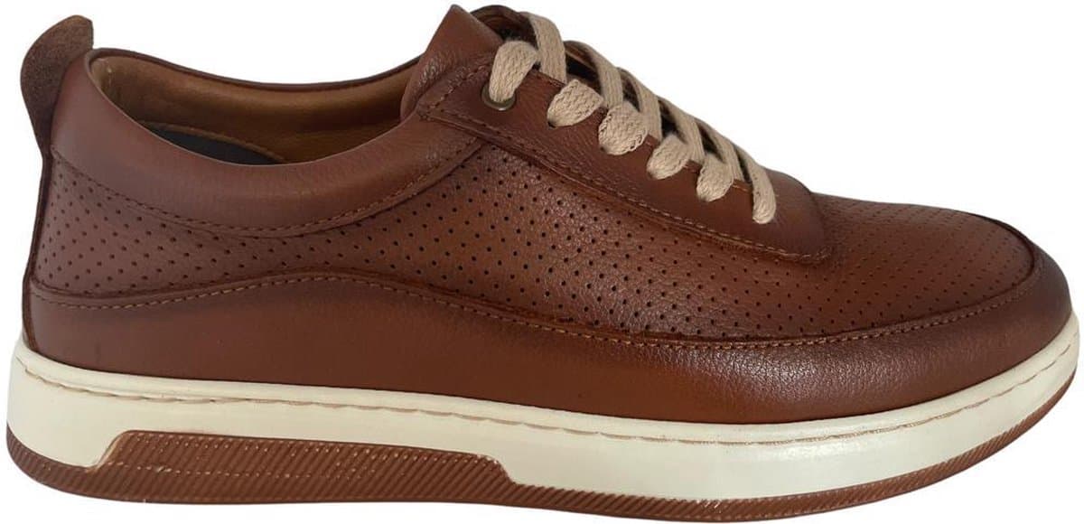 Sportschoenen- Heren Sneakers- Heren Schoenen 120- Leer- Bruin- Maat 41
