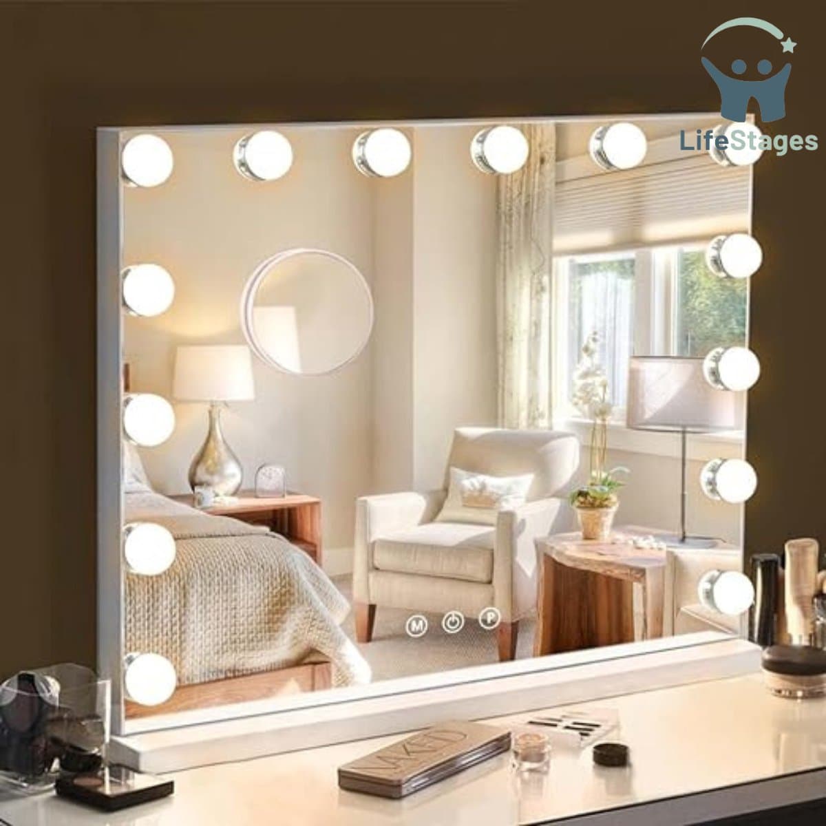 LifeStages - Hollywood Spiegel met Verlichting - Hollywood Spiegel - Hollywood Mirror - Modern Design - 50x40cm
