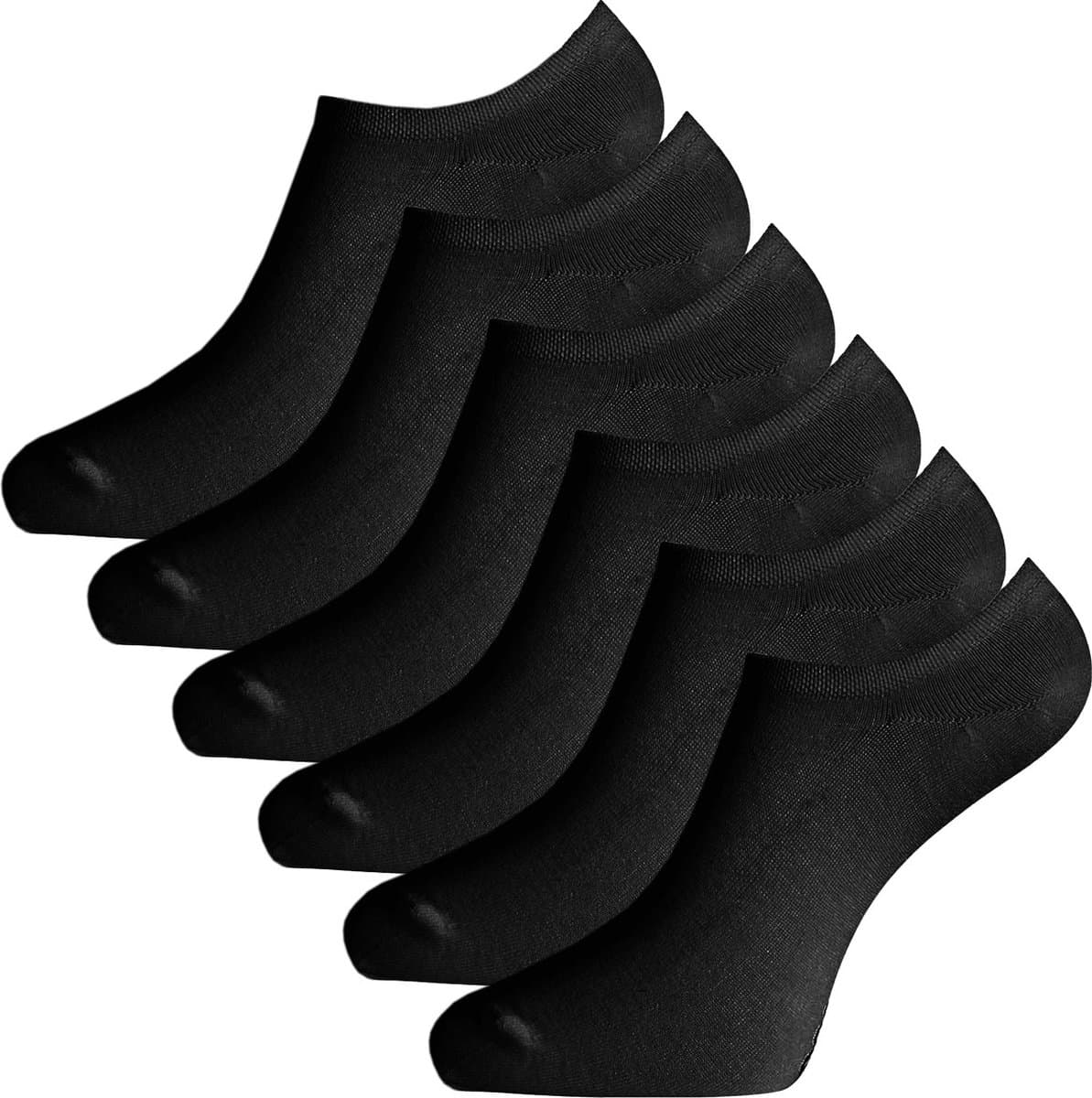 Bamboo Basics Footies Jamie (6-pack) - Zwart- Maat 35-40 - Bamboe Sokken - Sneakersokken - Onzichtbare Sokken