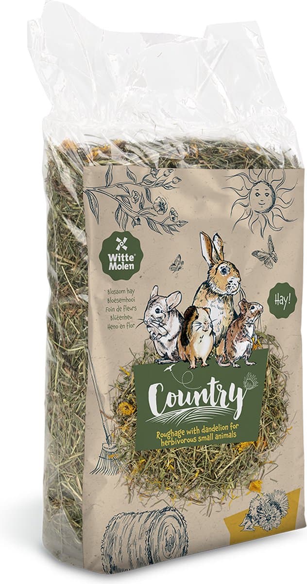 Witte Molen - Knaagdierenvoer - Knaagdier - Country Bloesemhooi Paardenbloem 500g - 1st