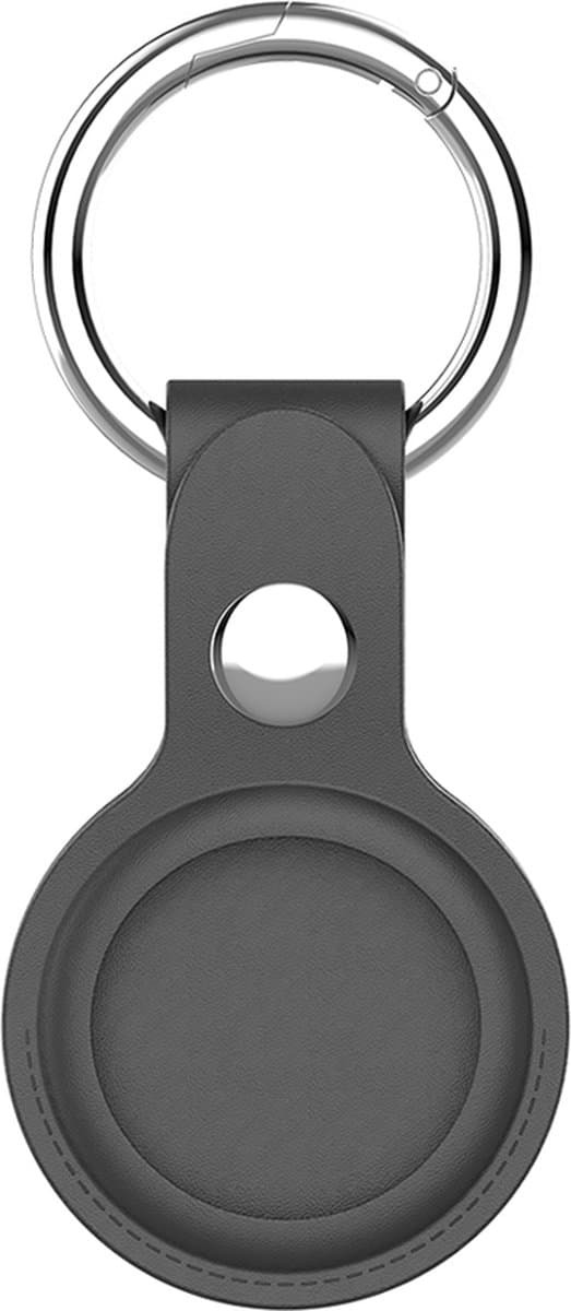 Moveteck Leather & Aluminium Hoes voor Apple Airtag Zwart Model 2023 - Airtag Suetelhanger - Sluitelhanger - Anti Lost Case voor Airtag