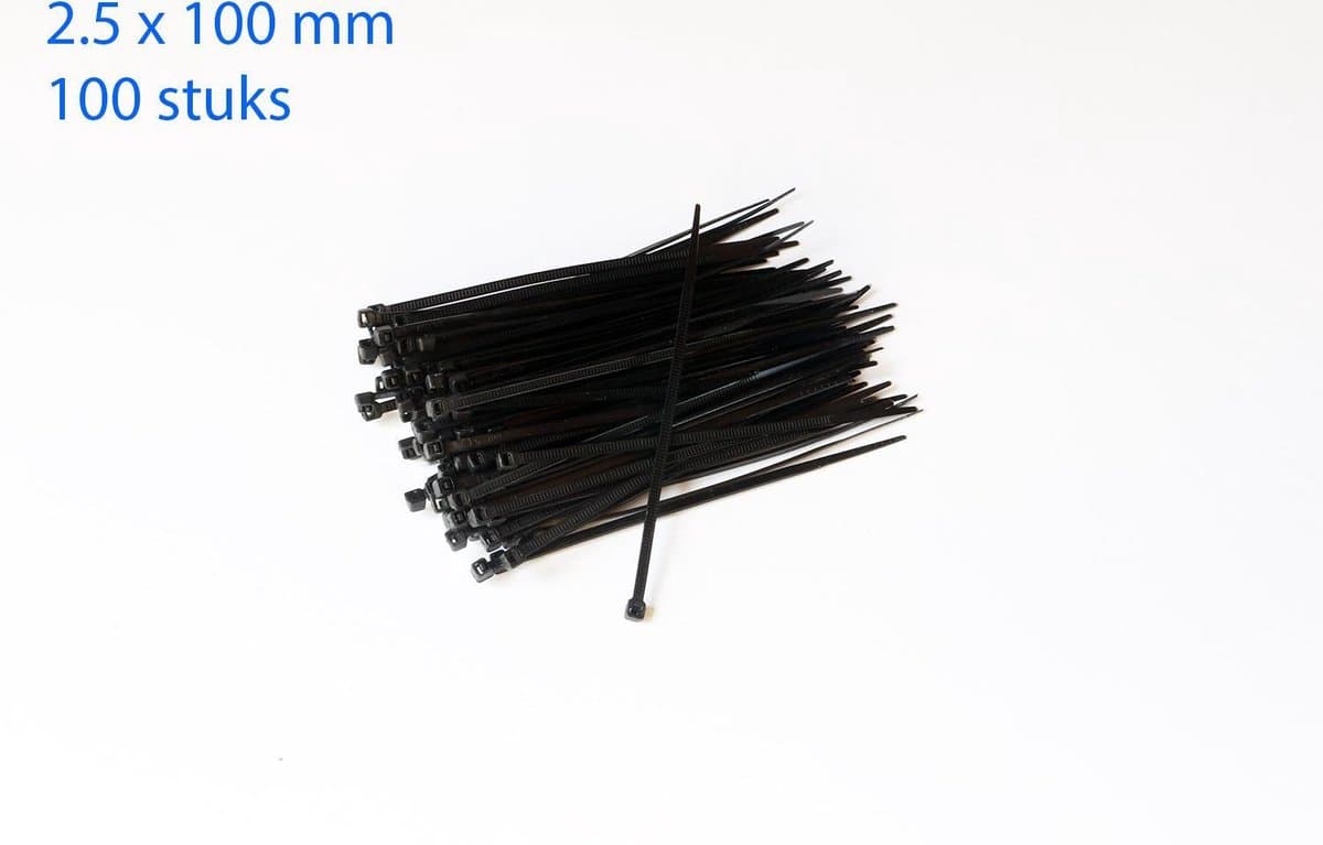 Kabelbinders / ty-raps zwart weerbestendig 100 x 2,5 mm 100 stuks