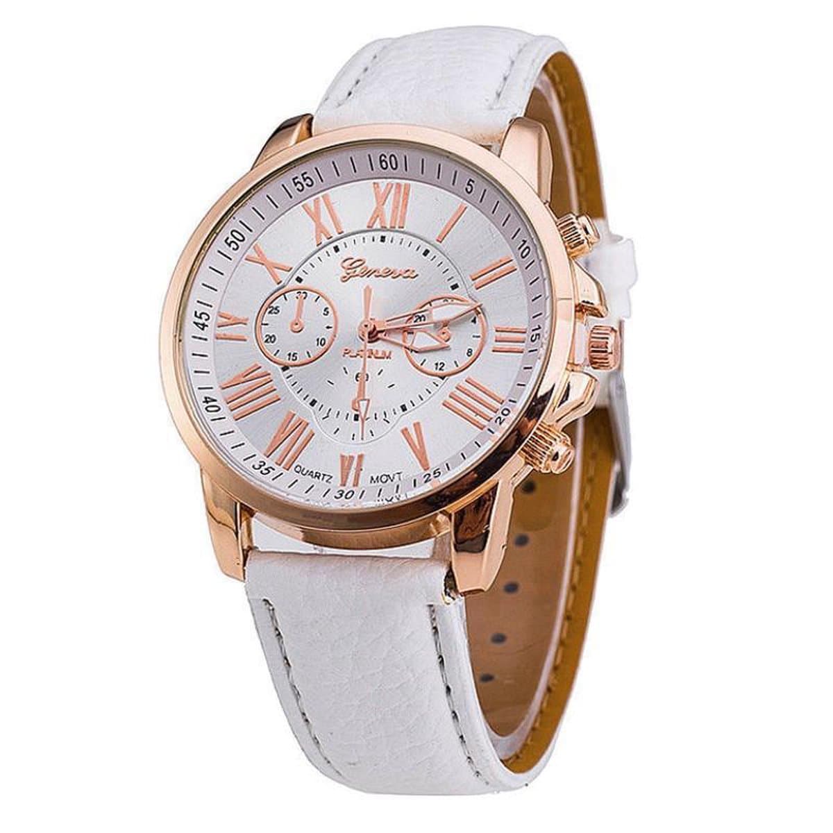 Horloge - Geneva - Roman - Metal - Wit