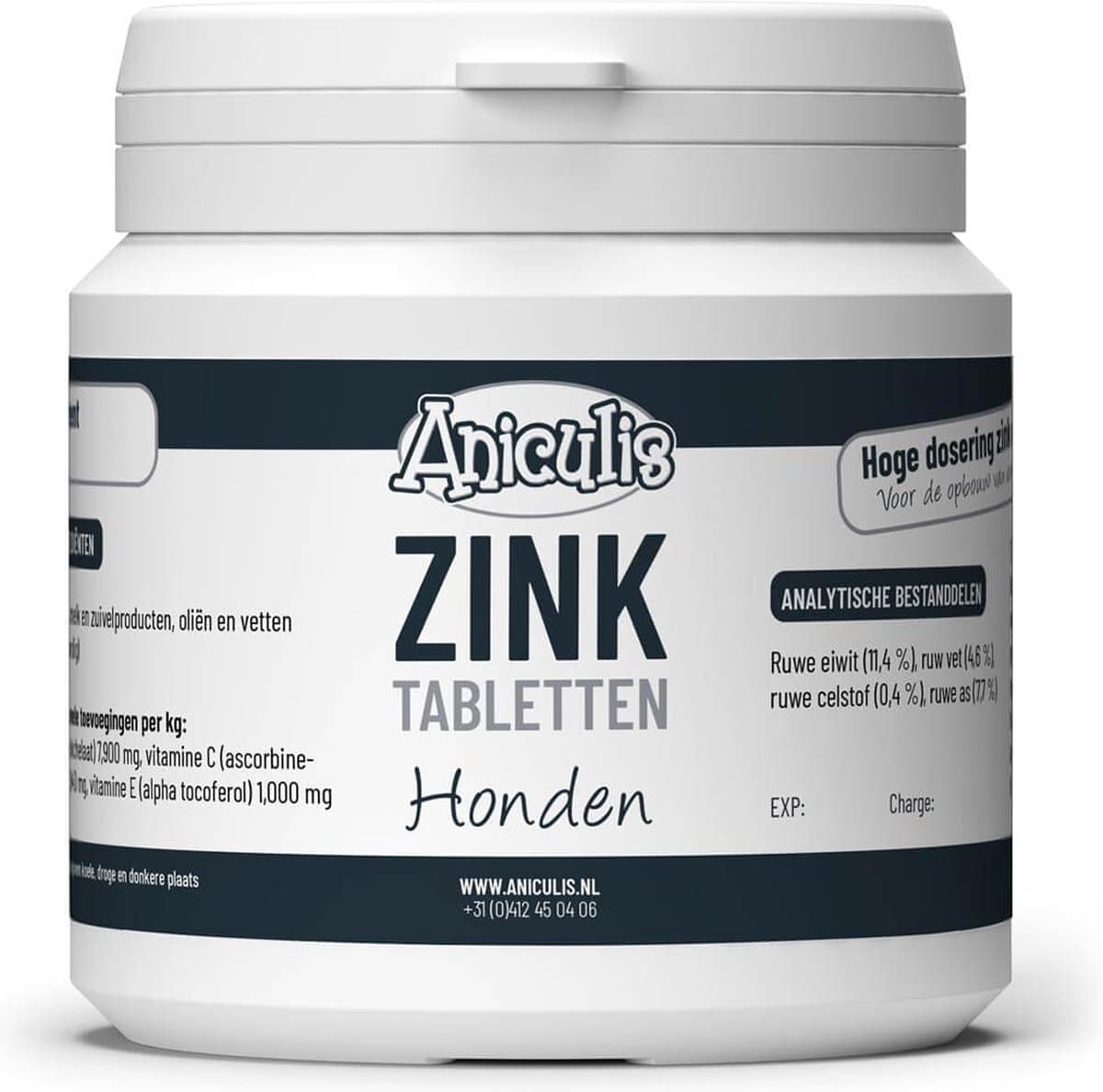 Aniculis - Zink Tabletten voor honden (120 stuks) - Voor de opbouw van een vitale vacht en huid - Hoge dosering zink en vitamine C & E