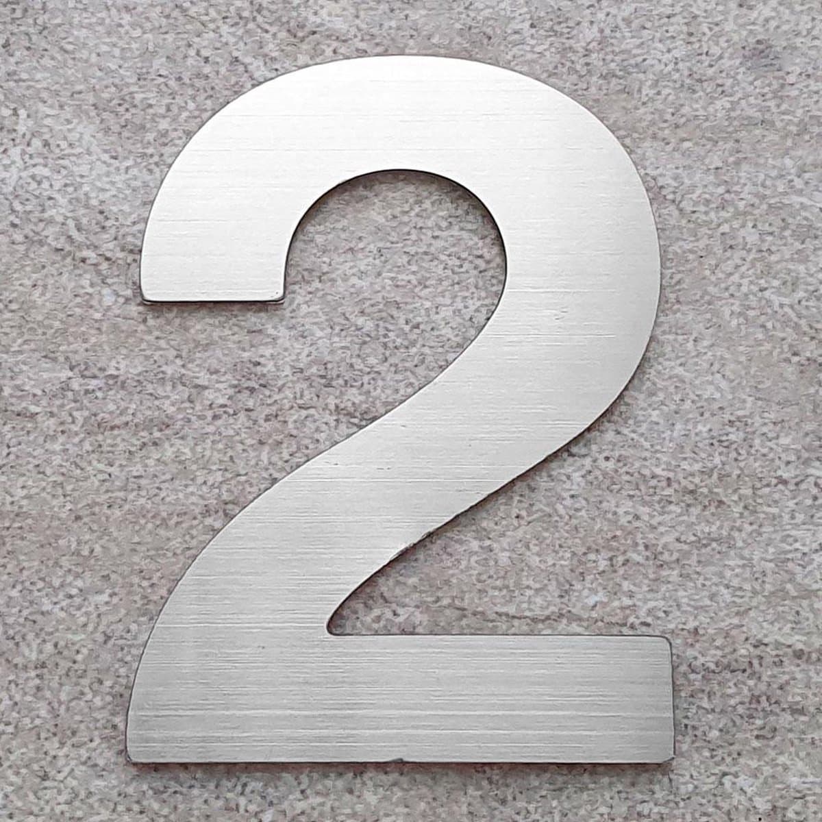 Logixbox - Huisnummer 2 - NIET Boren, Maar Plakken - 3M Sticker - Materiaal: RVS - Hoogte: 7,5cm - Type RVS/75/Bold/nr. 2