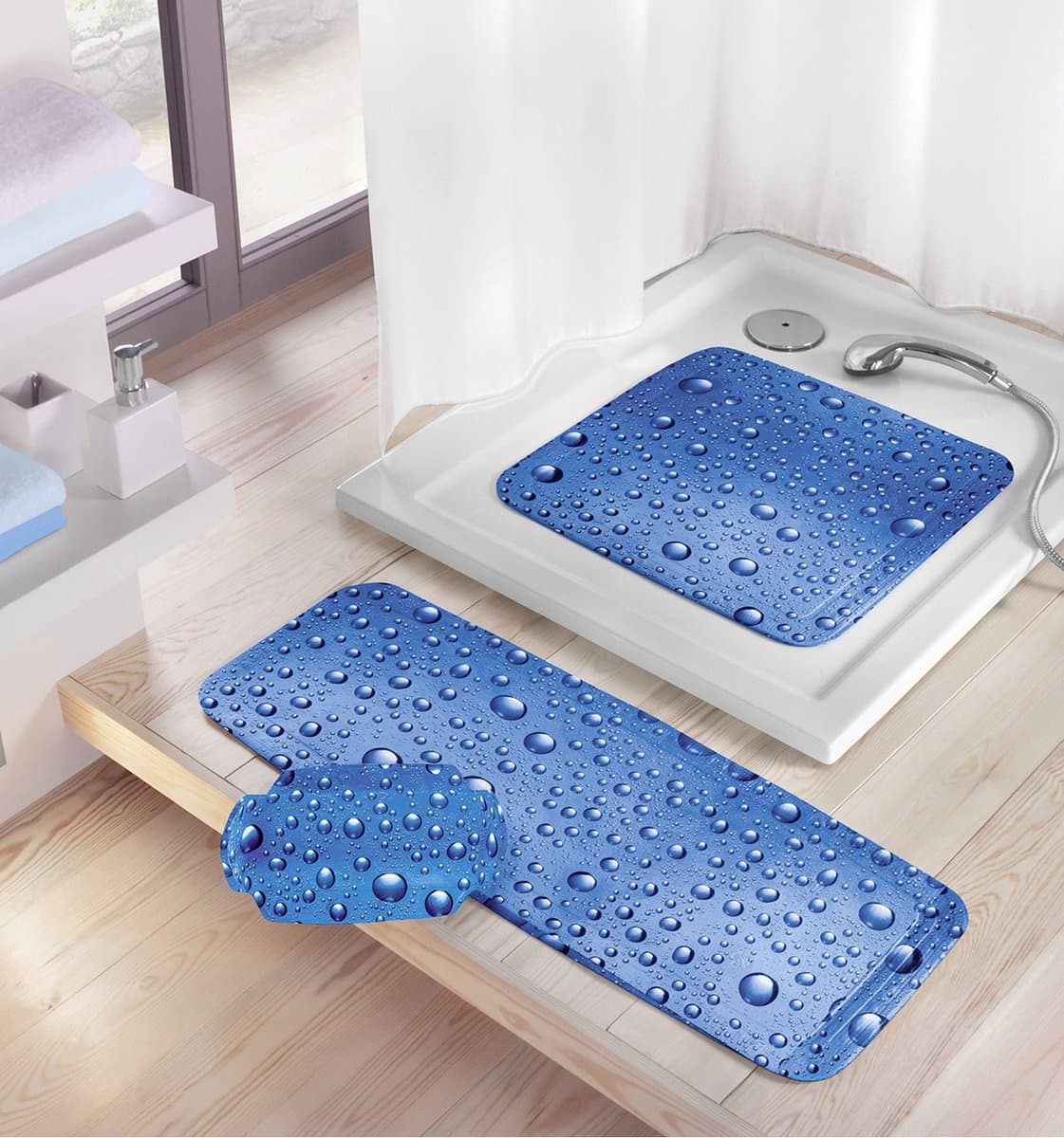 Kleine Wolke Douchemat Bubble blauw 55x55cm