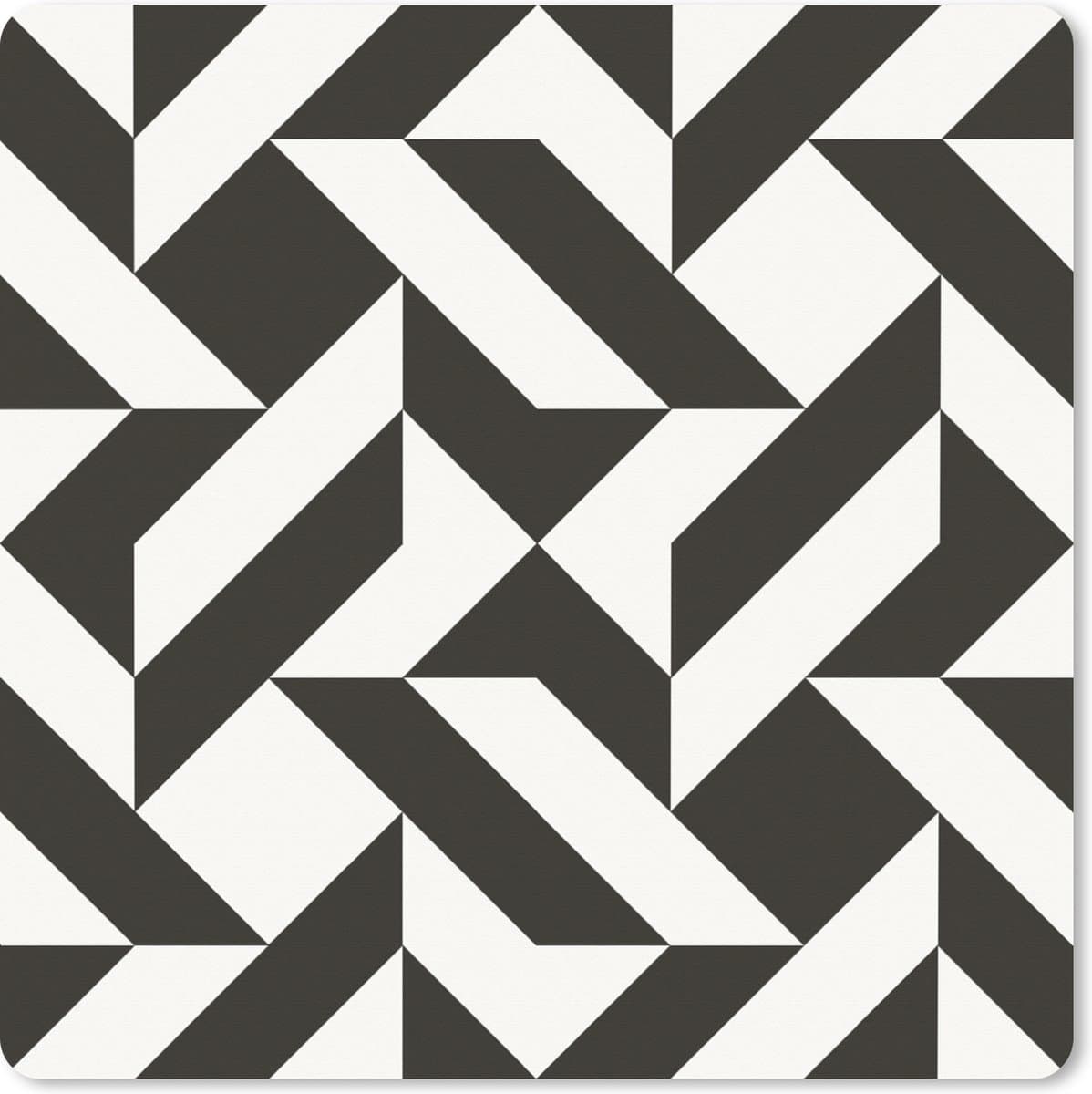 Muismat XXL 60x60 cm - Bureau onderlegger - Bureau mat Zwart - Wit - Geometrische vormen - Patronen - Bureaumat - Gaming mousepad xl - Bureaulegger groot - Computer deskmat