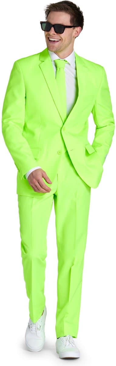 OppoSuits Neon Lucky Lime - Heren Pak - Carnavalskleding - Neon Groen - Thema Feest - Maat 60