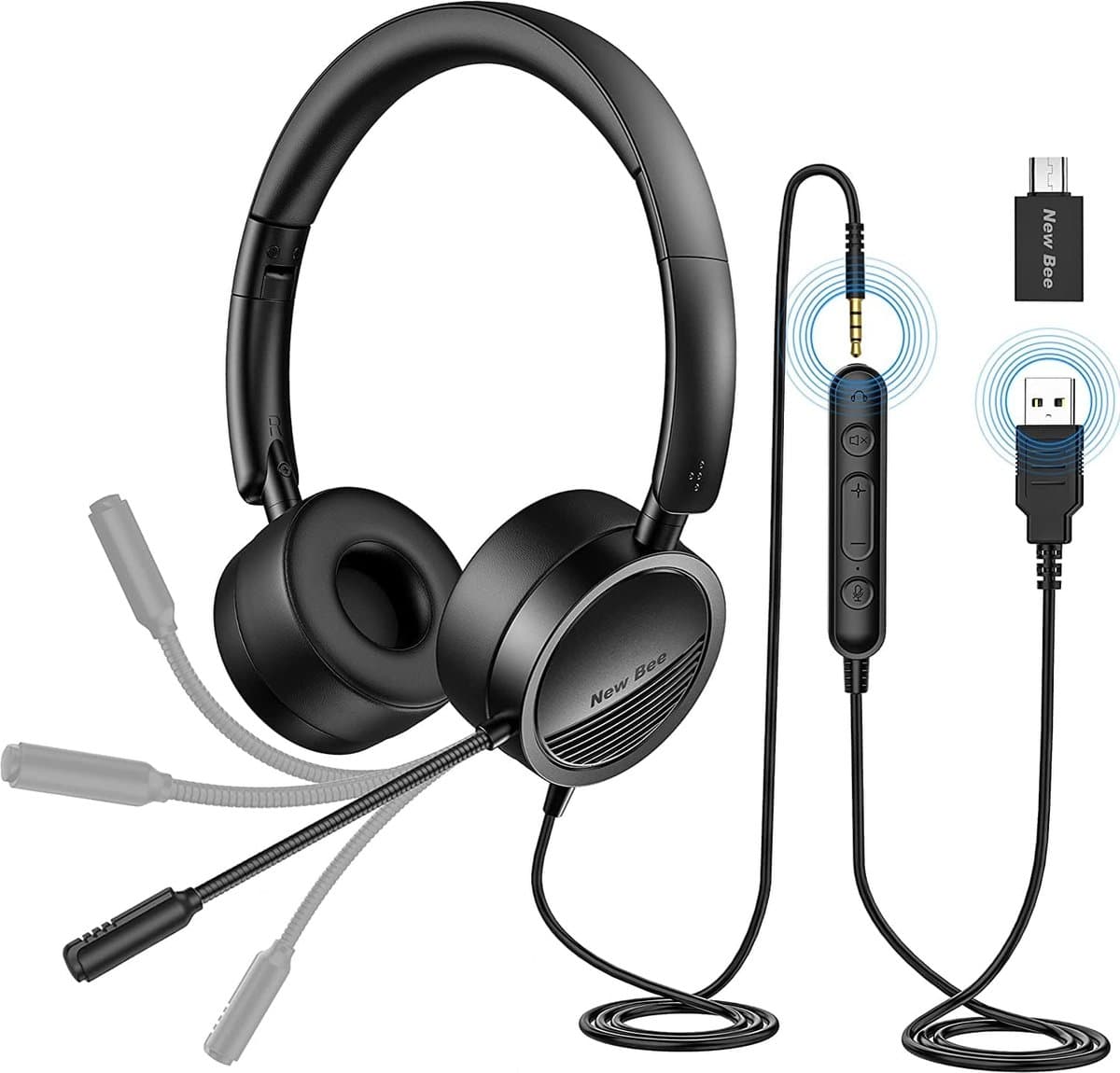New bee PC Headset with Microphone USB/3.5 mm