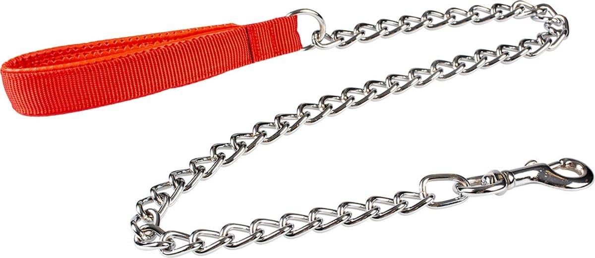 Duvoplus - Uitlaatriem Voor Dieren - Hond - Kettinglijn Gevoerd Handvat 50cm/4mm Rood - 1st